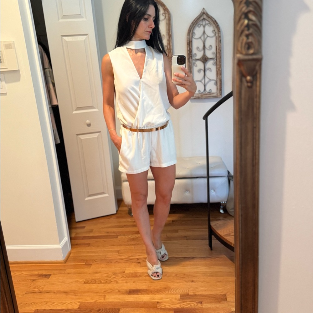 Stylish White Romper with chocker
